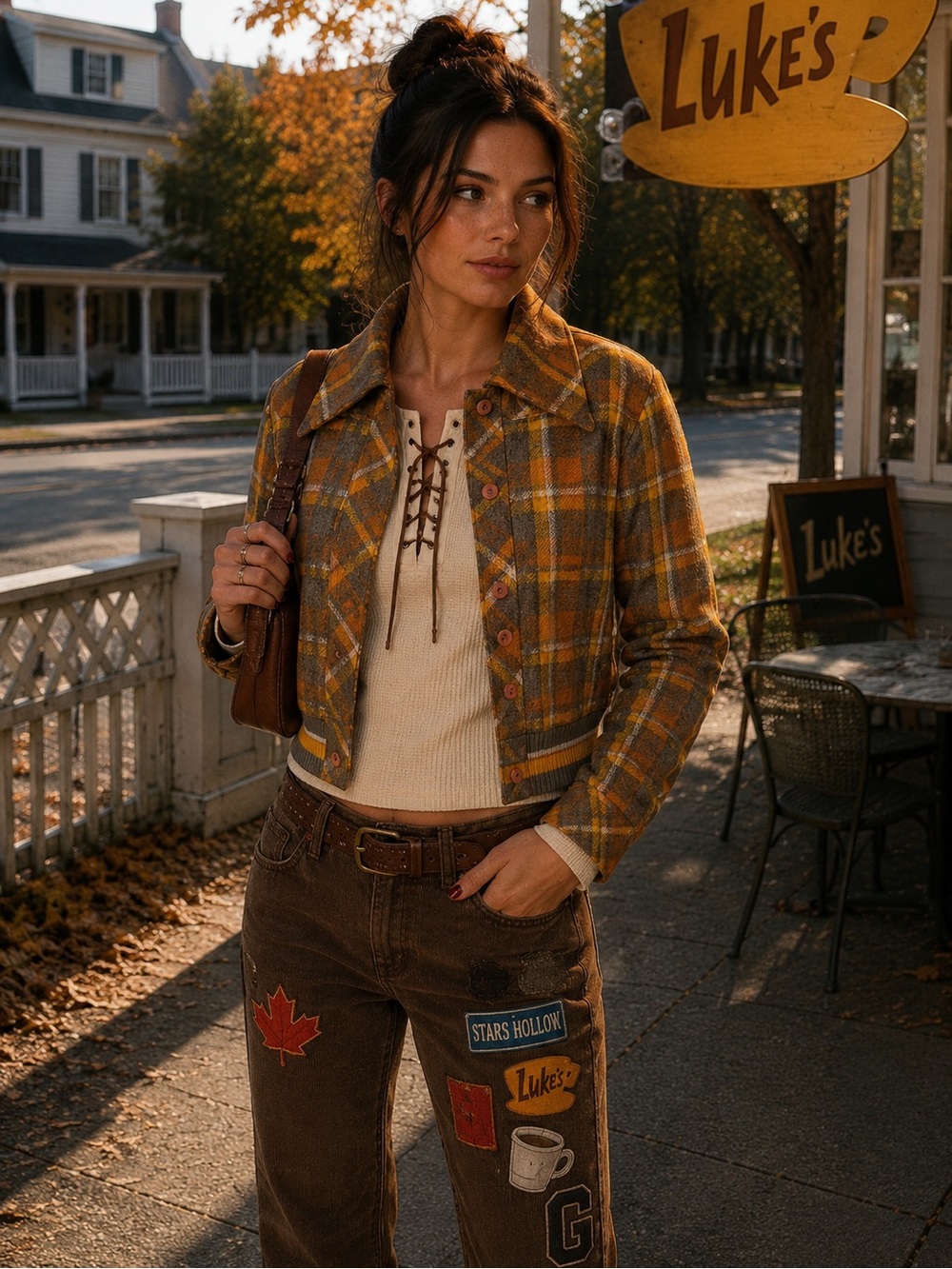 🍂 Vintage 70s Plaid Cropped Bomber Jacket